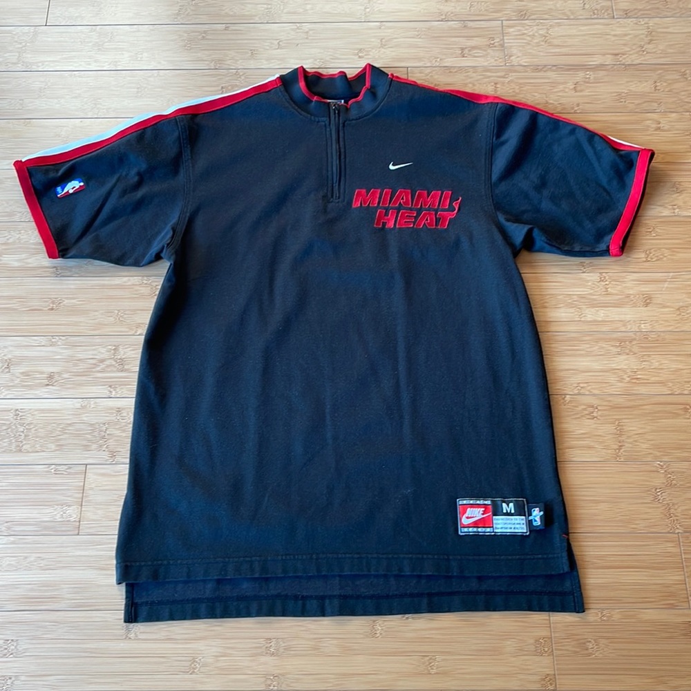 Nike Team Miami Heat VTG NBA Warm Up Shooting Shirt 1/4 Zip Men’s Size M Black